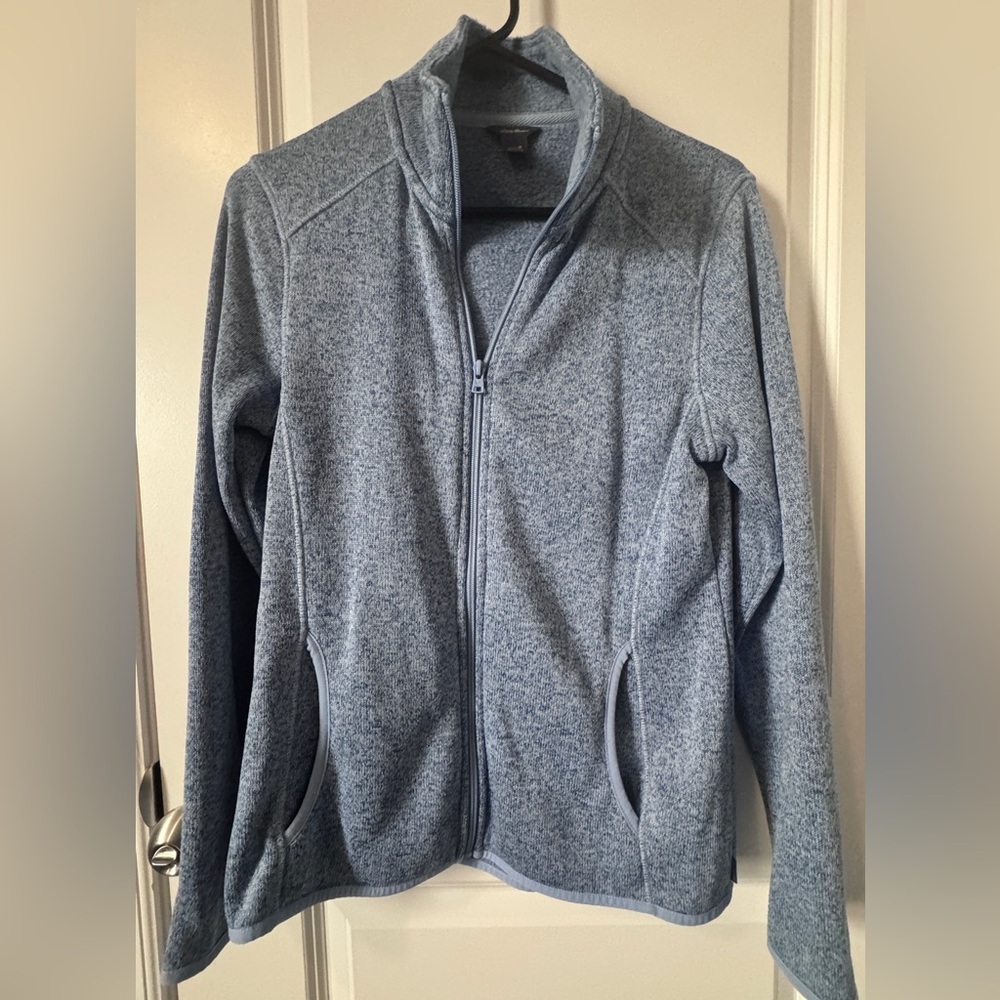 Eddie Bauer Heather Blue Fleece Jacket Size Medium